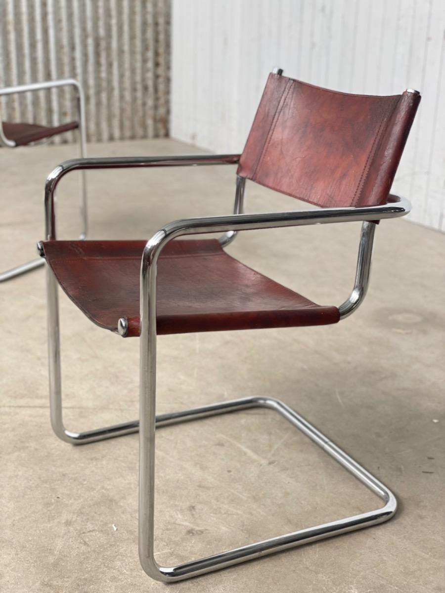 Vintage Bauhaus Dining chairs - MG5 Marcel Breuer / Mart stam - 1970s - Cognac brown