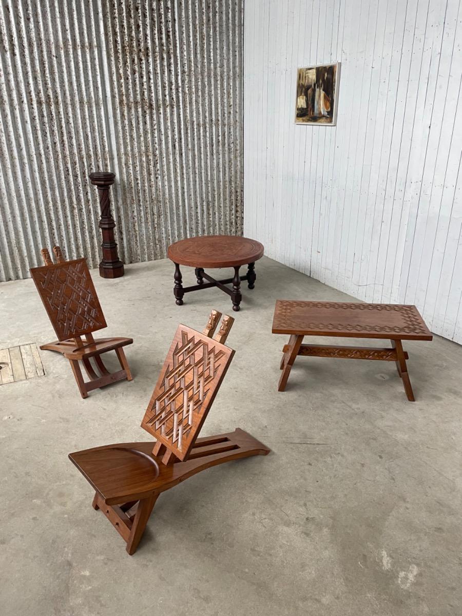 Antique oak wooden console 