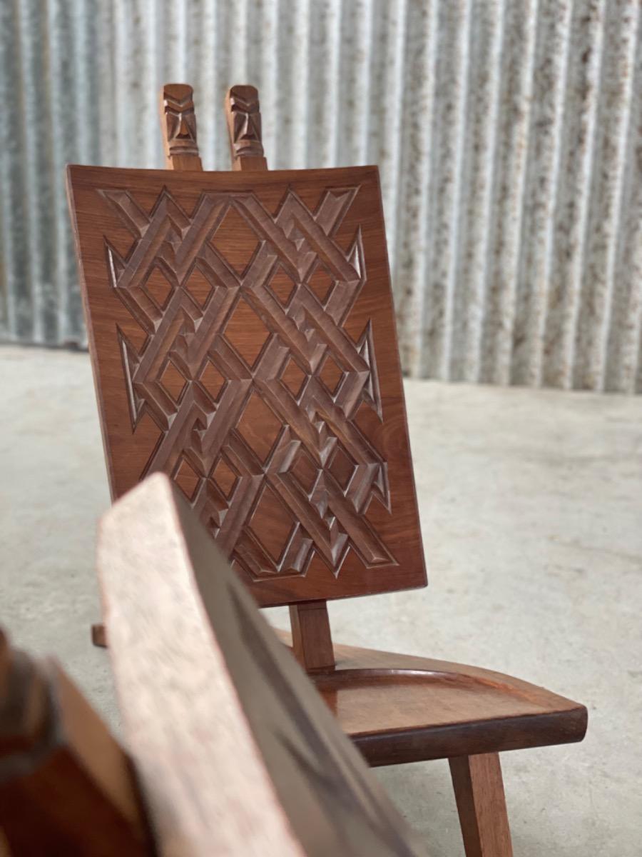 Vintage geometric tribal chairs, 1960s 