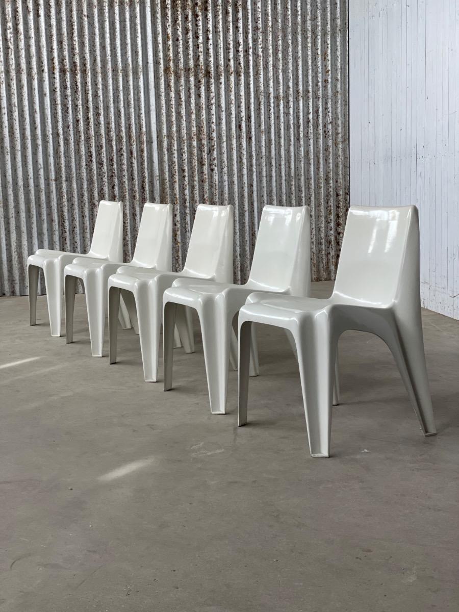 5x vintage chairs BA1171 by Helmut Bätzner for Bofinger stuhl, Germany 1960s