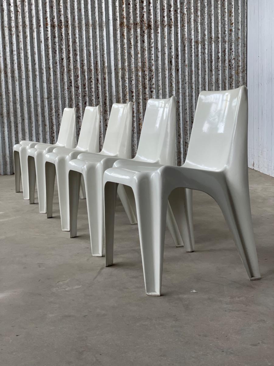 5x vintage chairs BA1171 by Helmut Bätzner for Bofinger stuhl, Germany 1960s