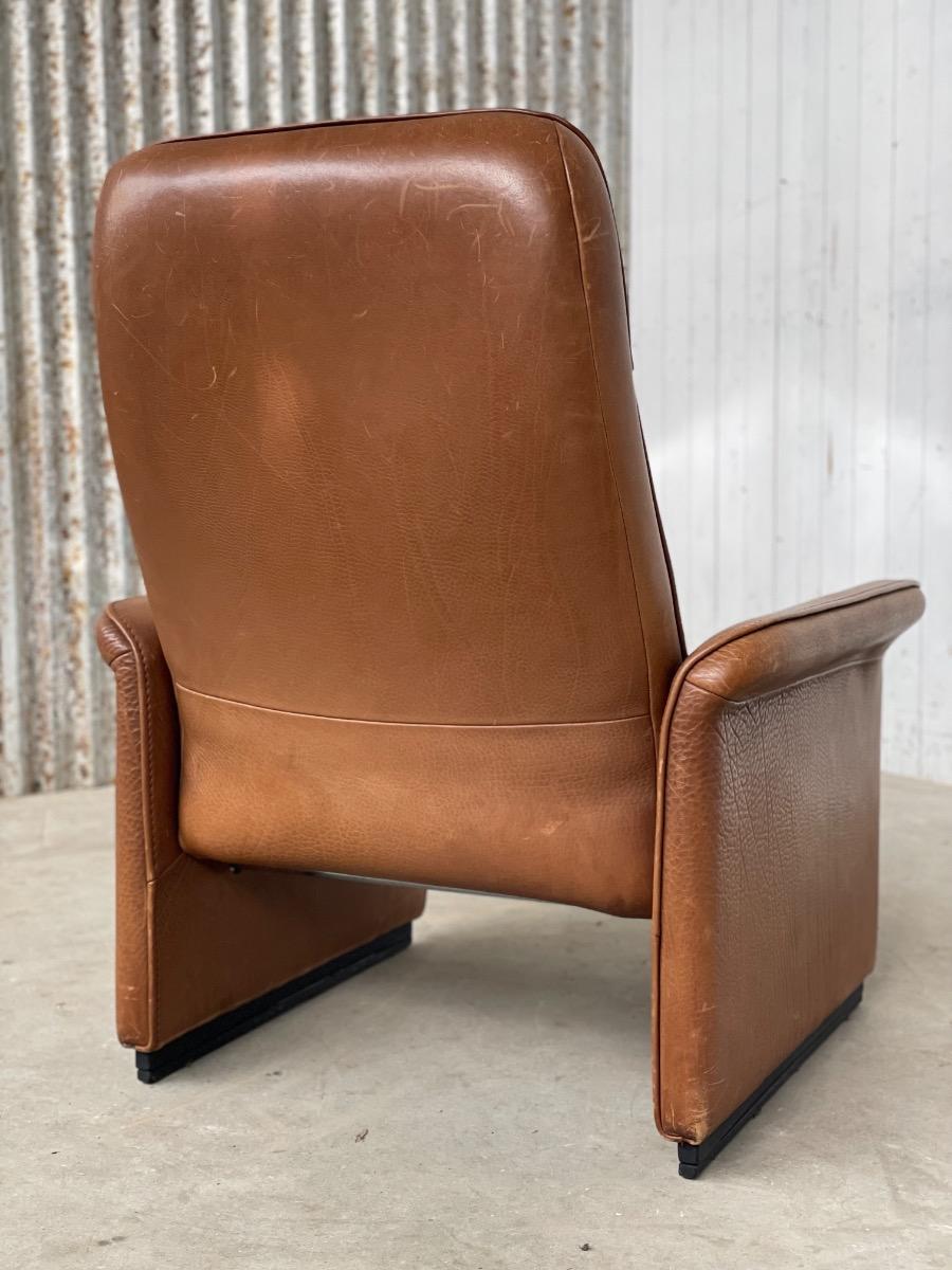 De Sede pair of DS-50 loungechairs in cognac brown, 1970s