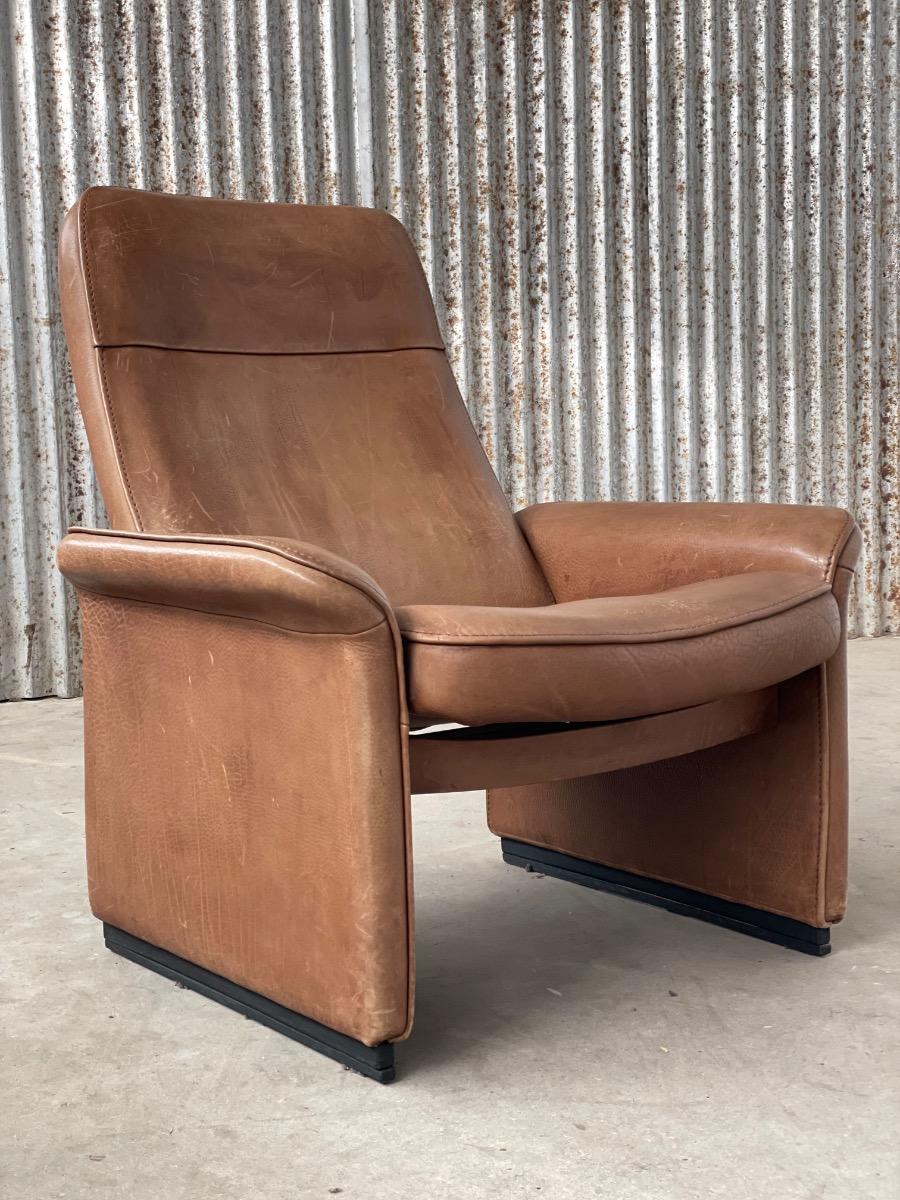 De Sede pair of DS-50 loungechairs in cognac brown, 1970s