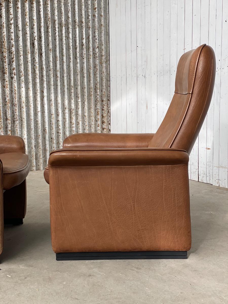 De Sede pair of DS-50 loungechairs in cognac brown, 1970s