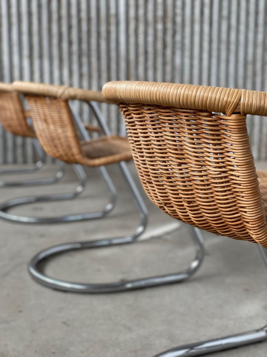 Set of 4 vintage diningchairs design in rotan, 1970s 