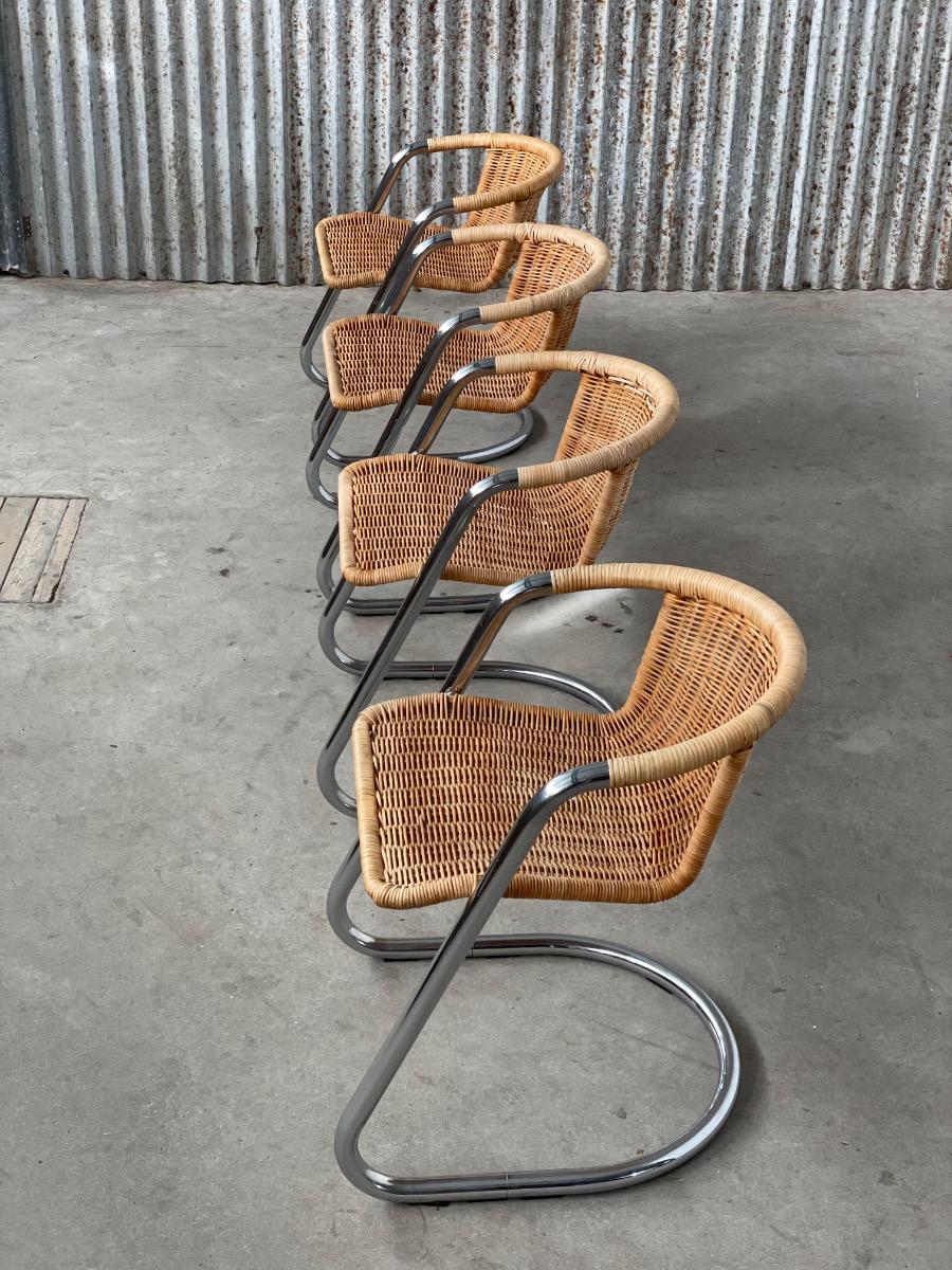 Set of 4 vintage diningchairs design in rotan, 1970s 