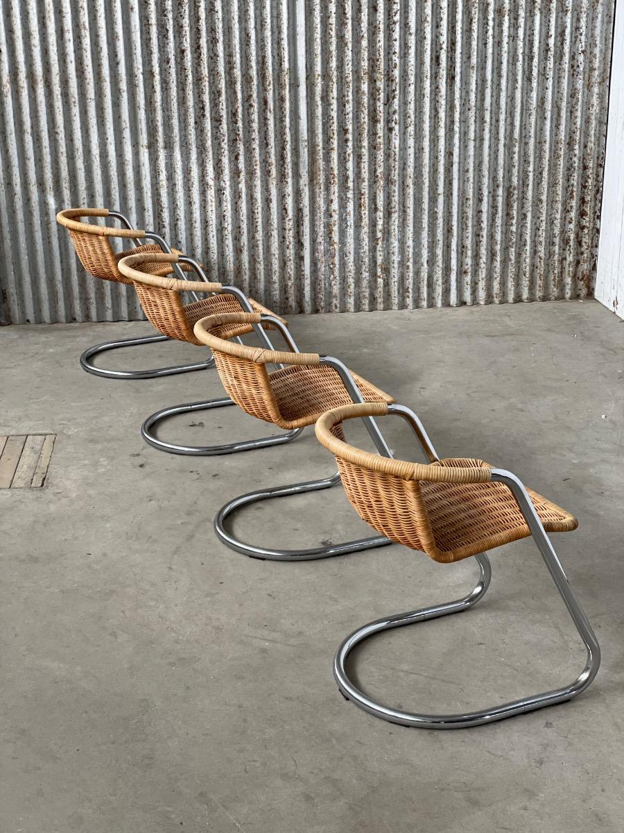 Set of 4 vintage diningchairs design in rotan, 1970s 