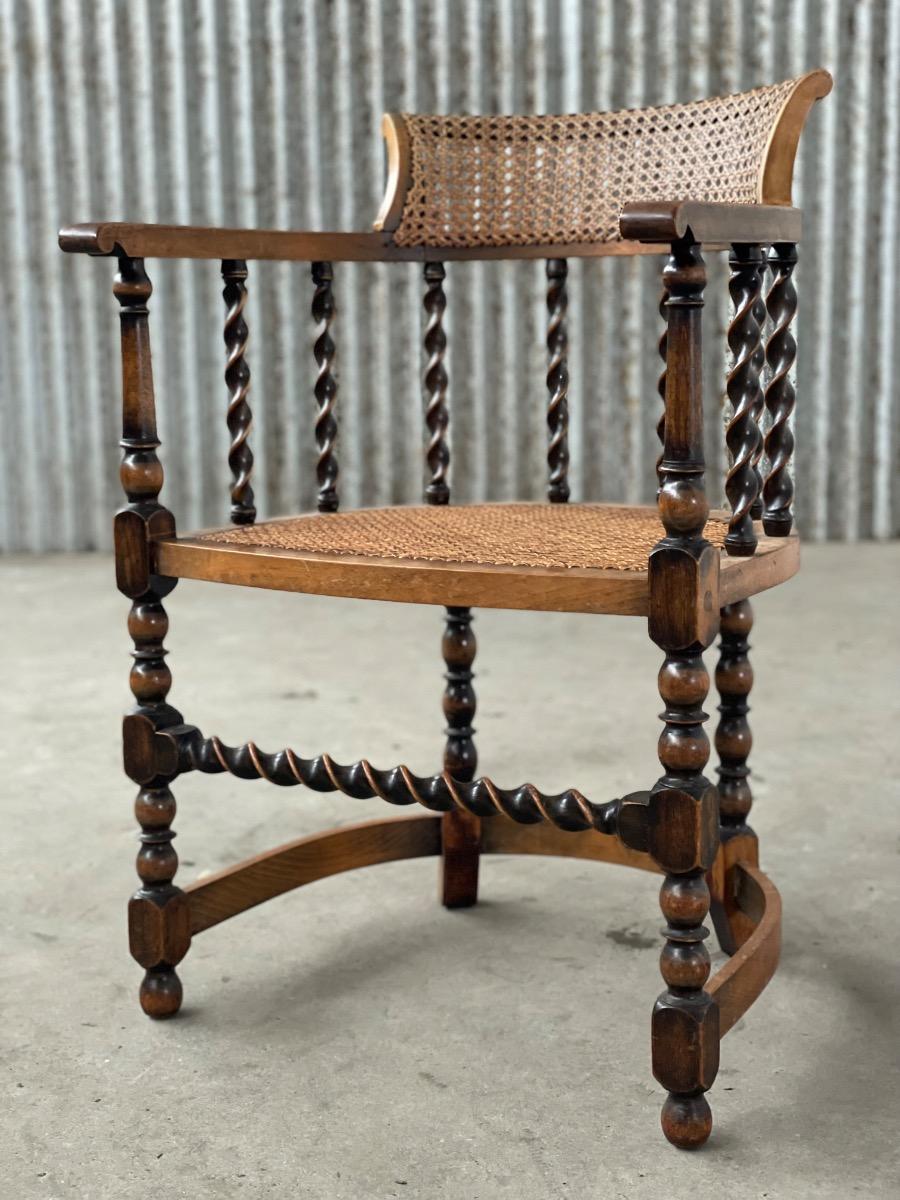 Edwardian Barley Twist chair wood and cane, England