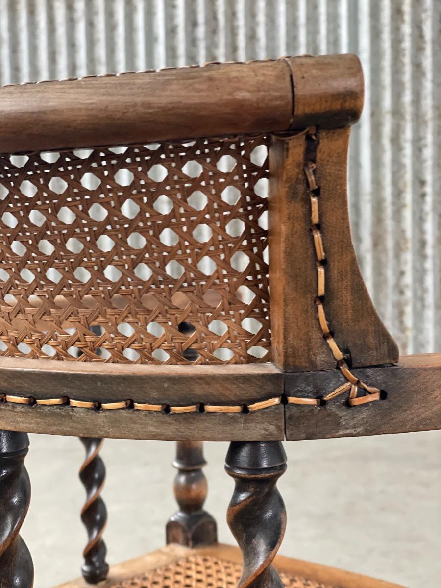 Edwardian Barley Twist chair wood and cane, England