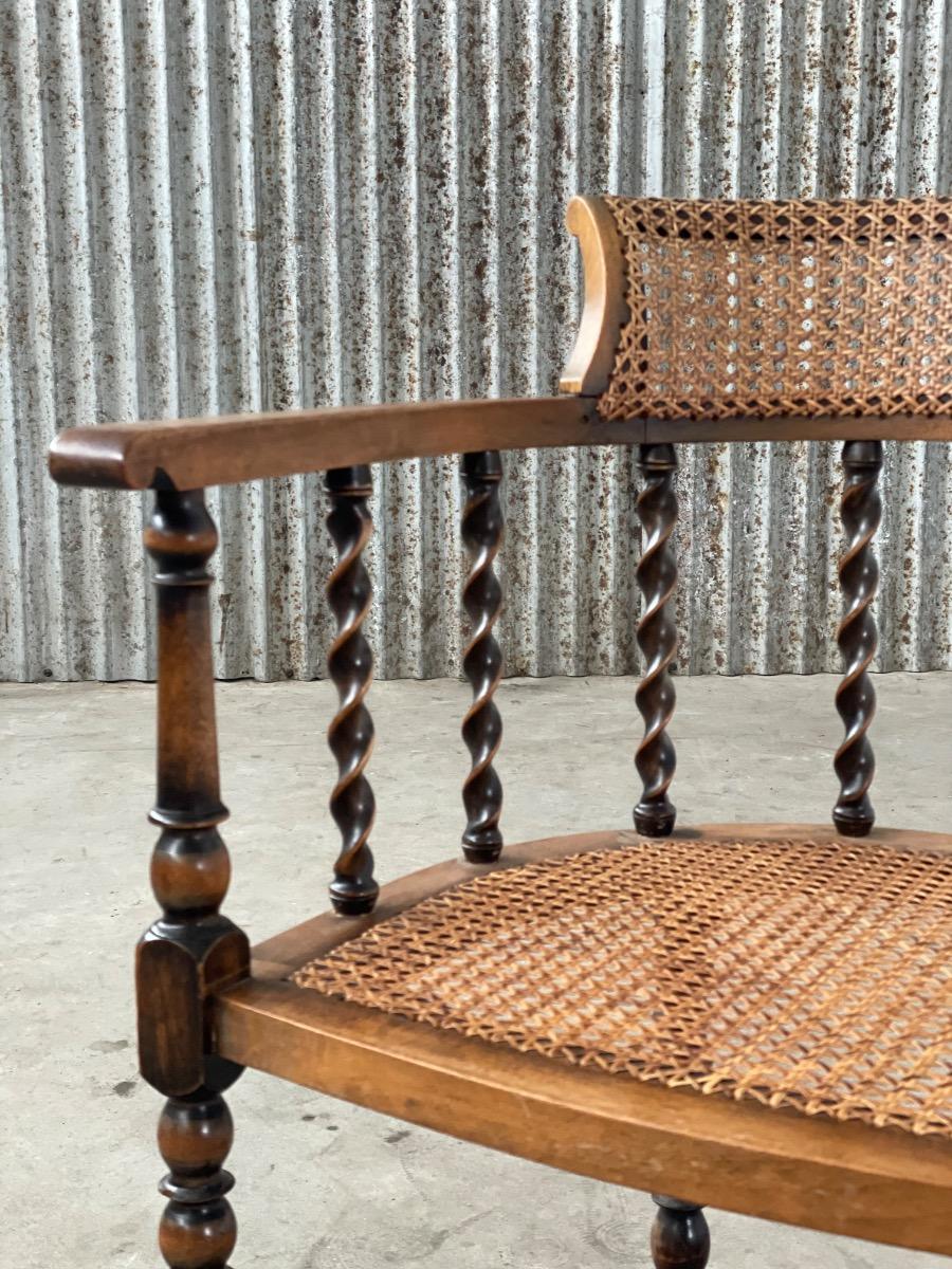 Edwardian Barley Twist chair wood and cane, England