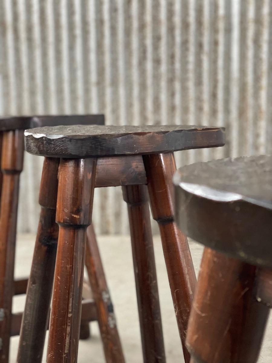 Set of 4 Brutalist Mid-Century Bar stools, 1960s