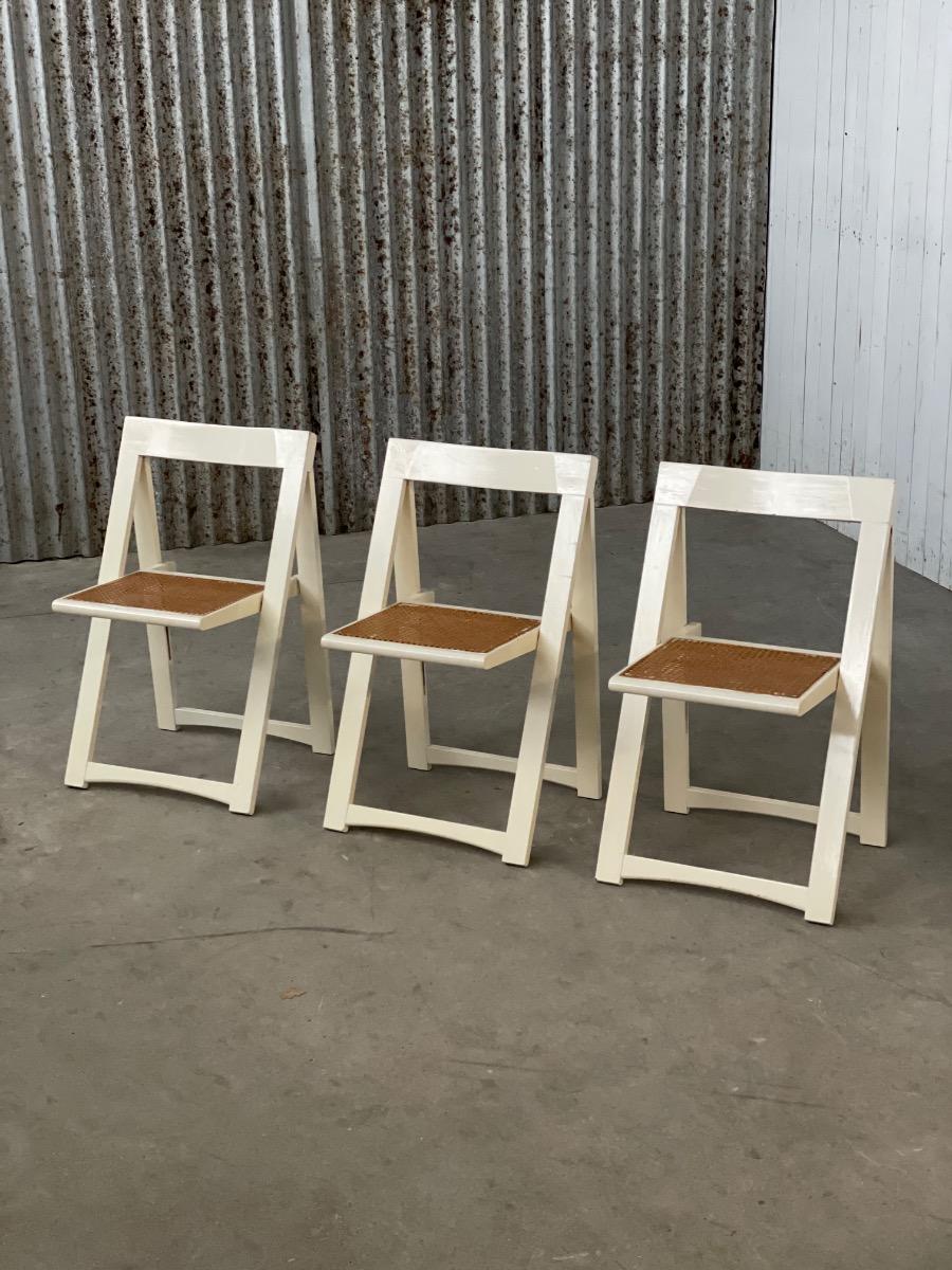 3x Aldo Jacober Trieste Folding Chair By Alberto Bazzani, Italy 1960