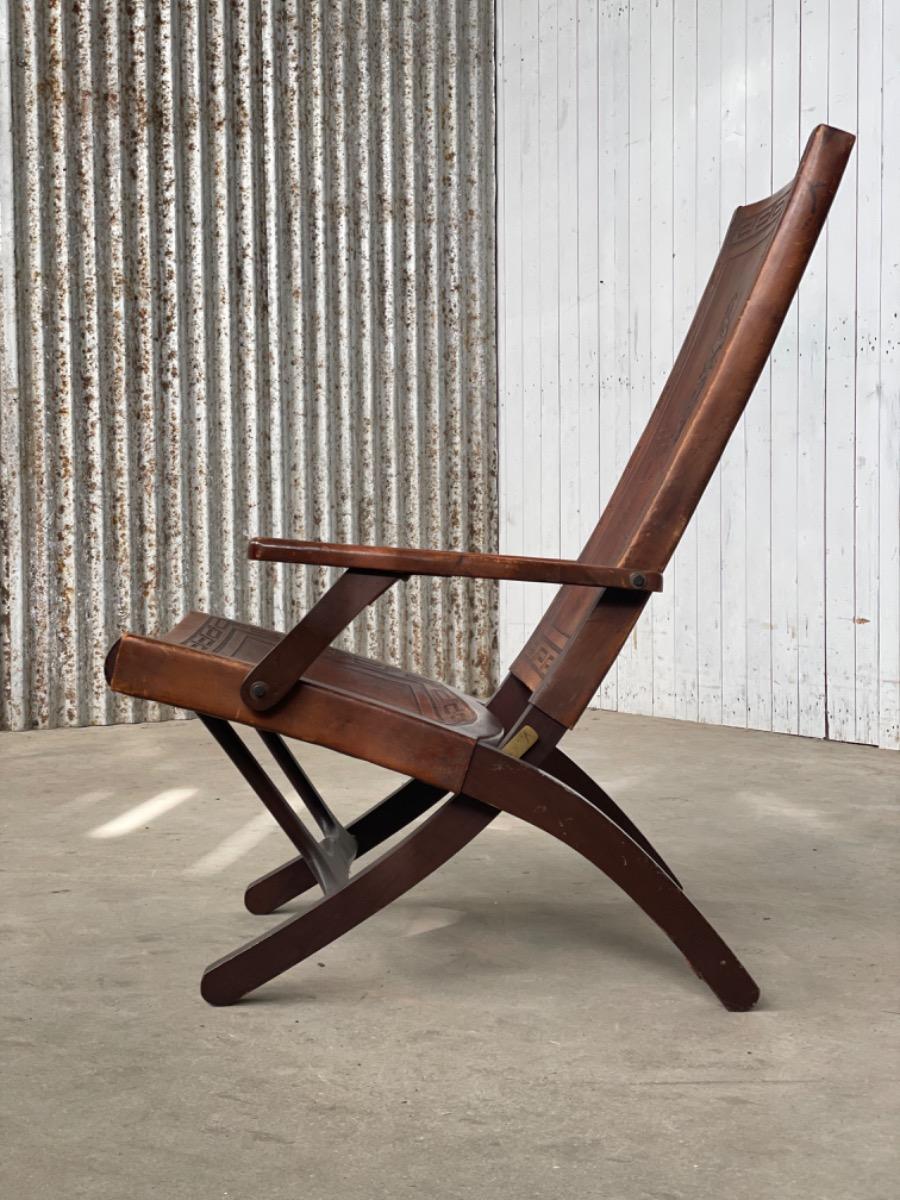 Angel Pazmino folding chair 1960s brown leather