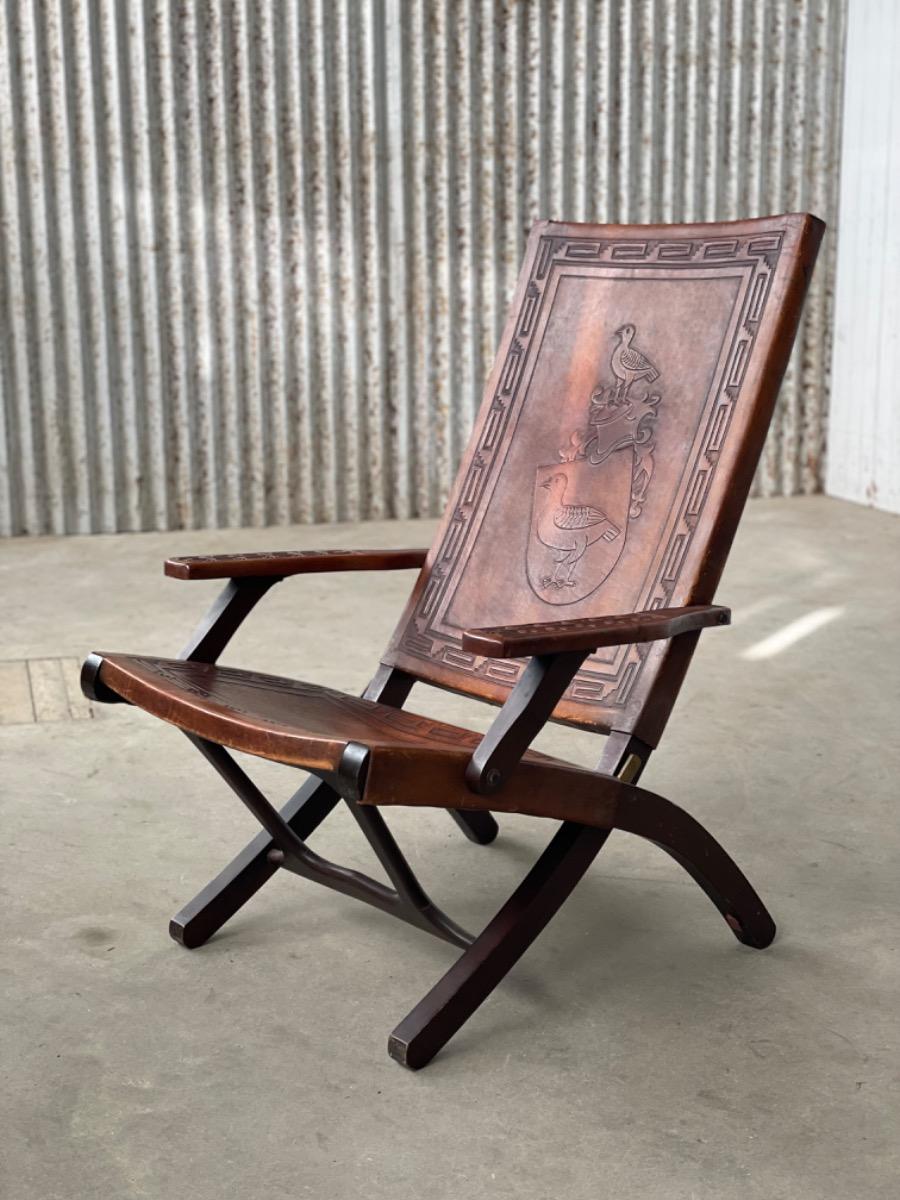 Angel Pazmino folding chair 1960s brown leather