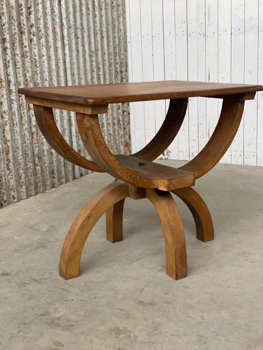 Brutalist oak wood side table 1950s 