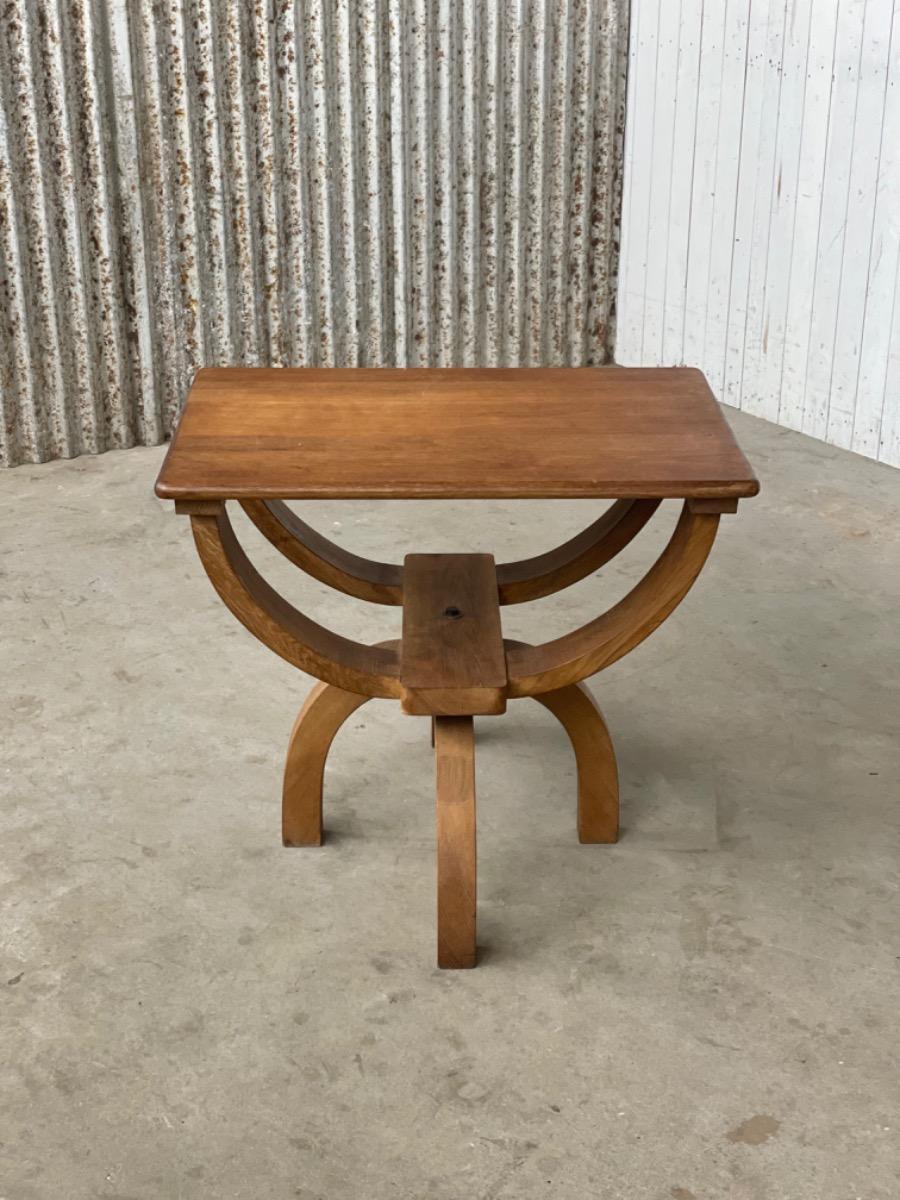 Brutalist oak wood side table 1950s 