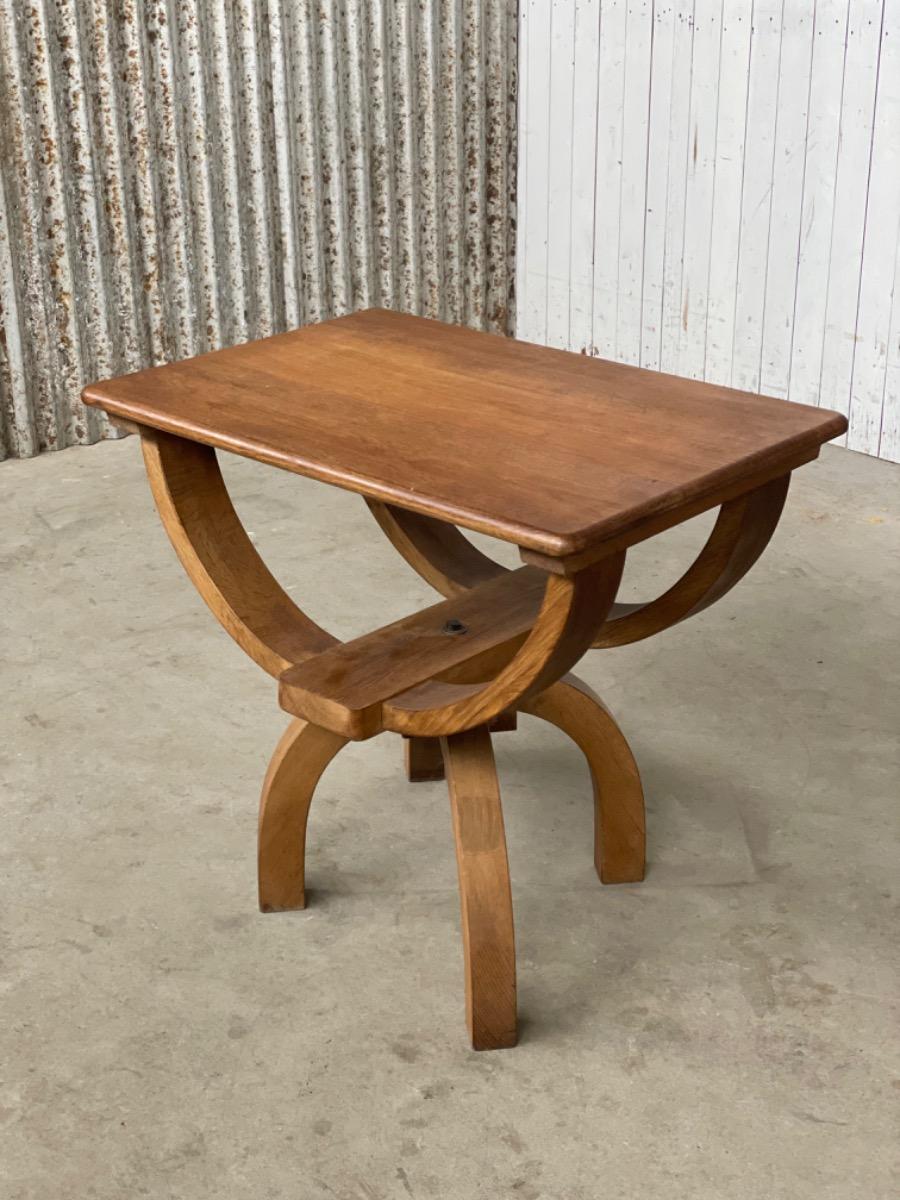 Brutalist oak wood side table 1950s 