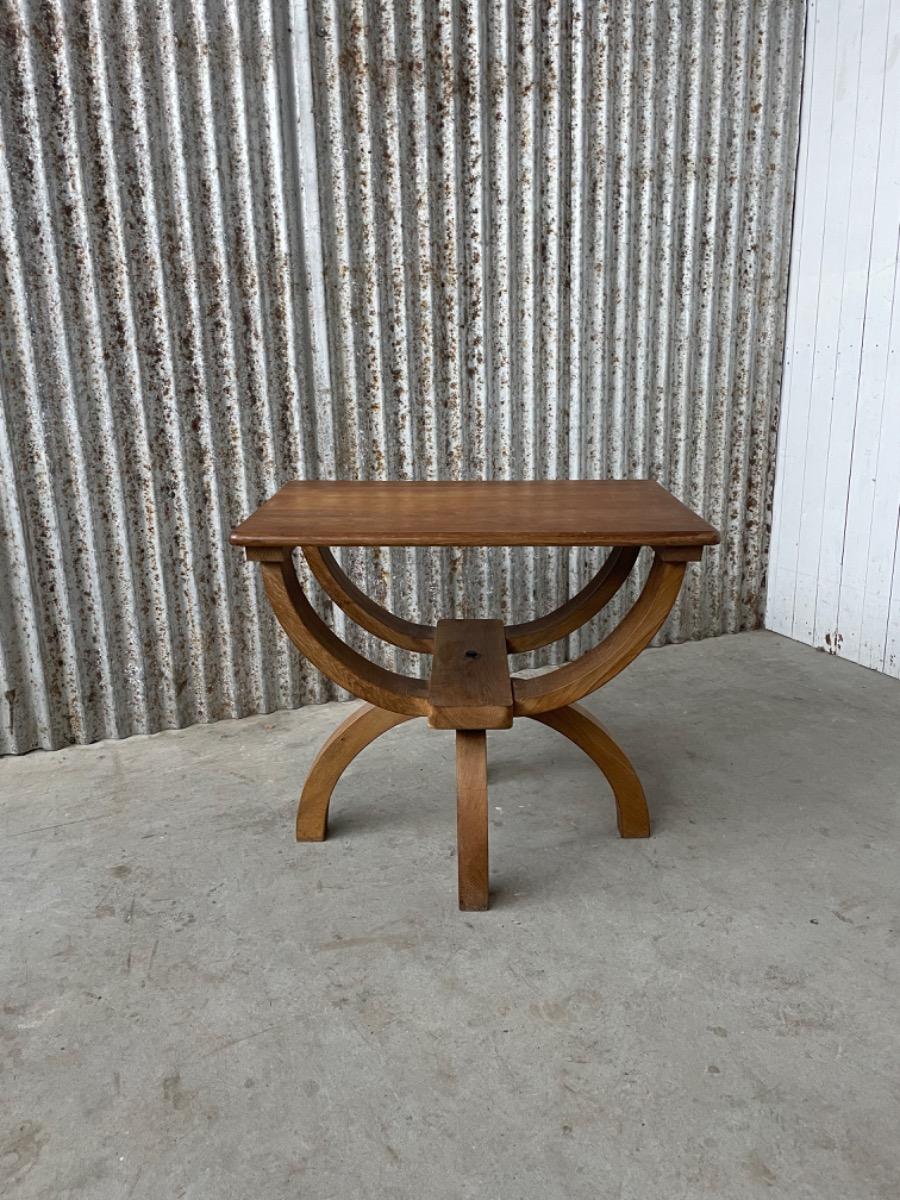 Brutalist oak wood side table 1950s 