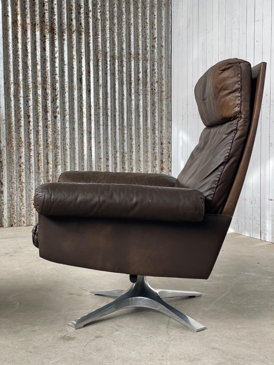 De Sede DS 31 Highback lounge chair with ottoman 1970s, Switzerland