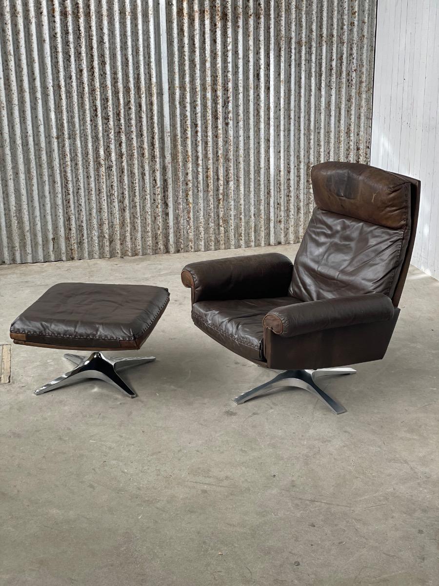 De Sede DS 31 Highback lounge chair with ottoman 1970s, Switzerland