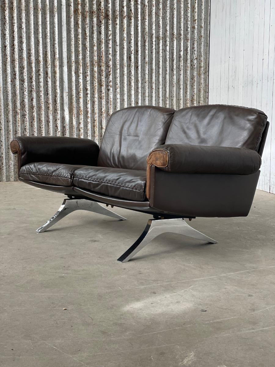 De Sede DS-31 Two seat sofa in brown leather 1970s, Switzerland