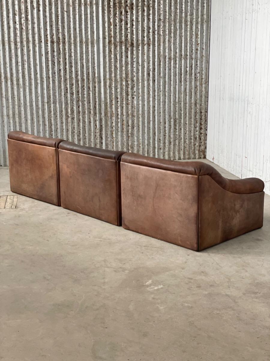 De Sede DS-46 sectional sofa dark brown buffalo leather Switzerland, 1970s