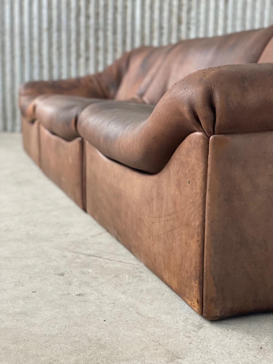 De Sede DS-46 sectional sofa dark brown buffalo leather Switzerland, 1970s