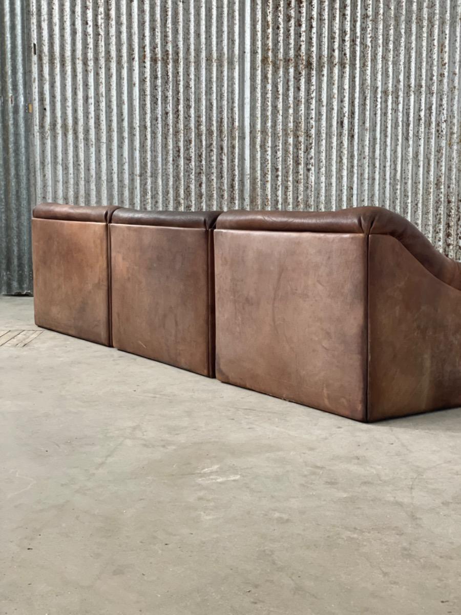 De Sede DS-46 sectional sofa dark brown buffalo leather Switzerland, 1970s