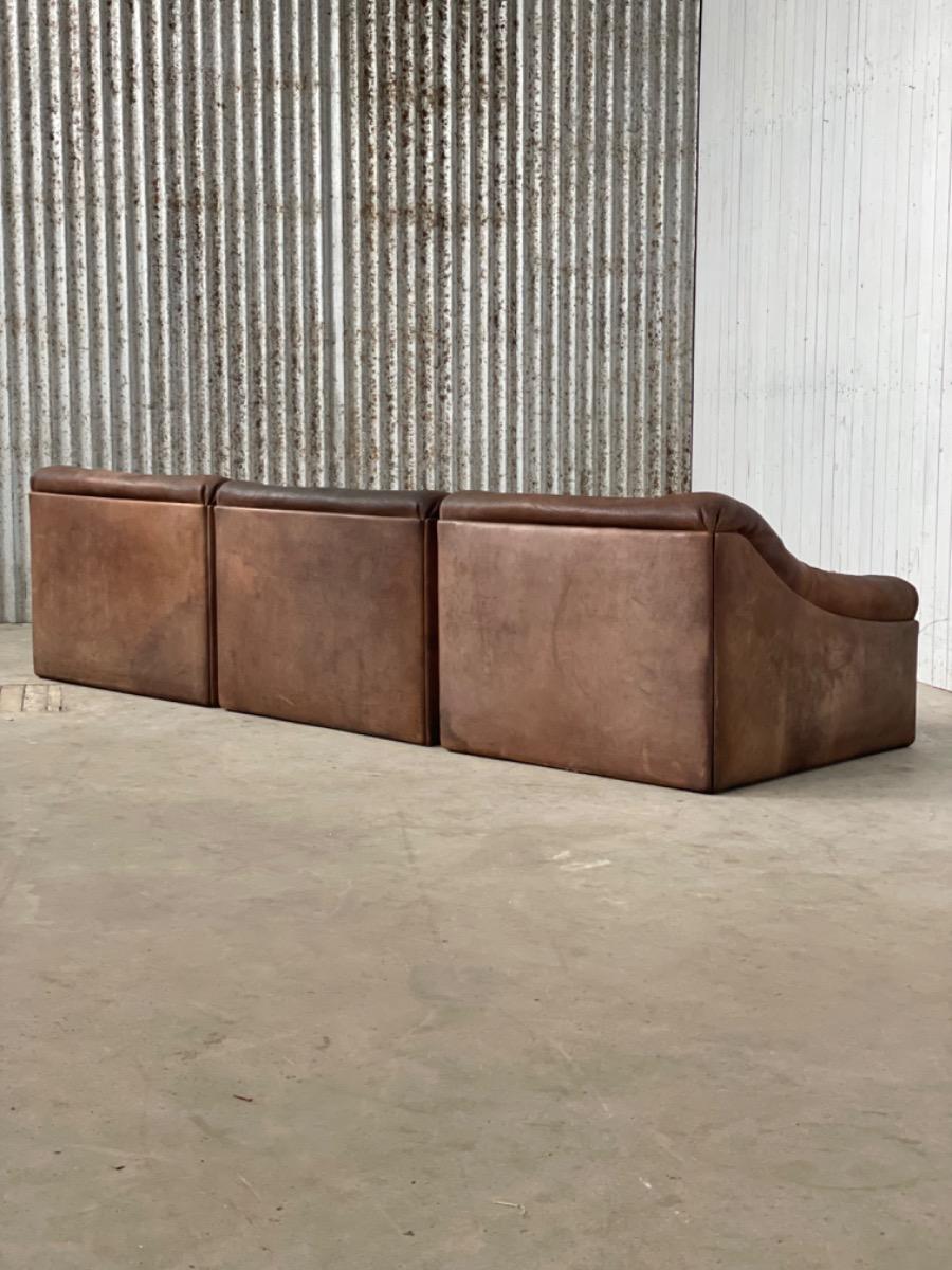 De Sede DS-46 sectional sofa dark brown buffalo leather Switzerland, 1970s