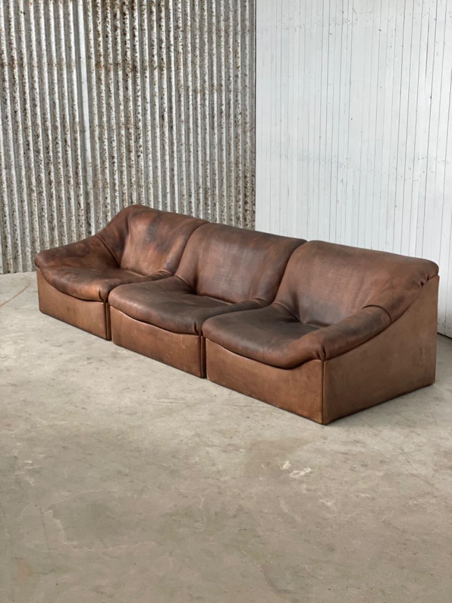 De Sede DS-46 sectional sofa dark brown buffalo leather Switzerland, 1970s