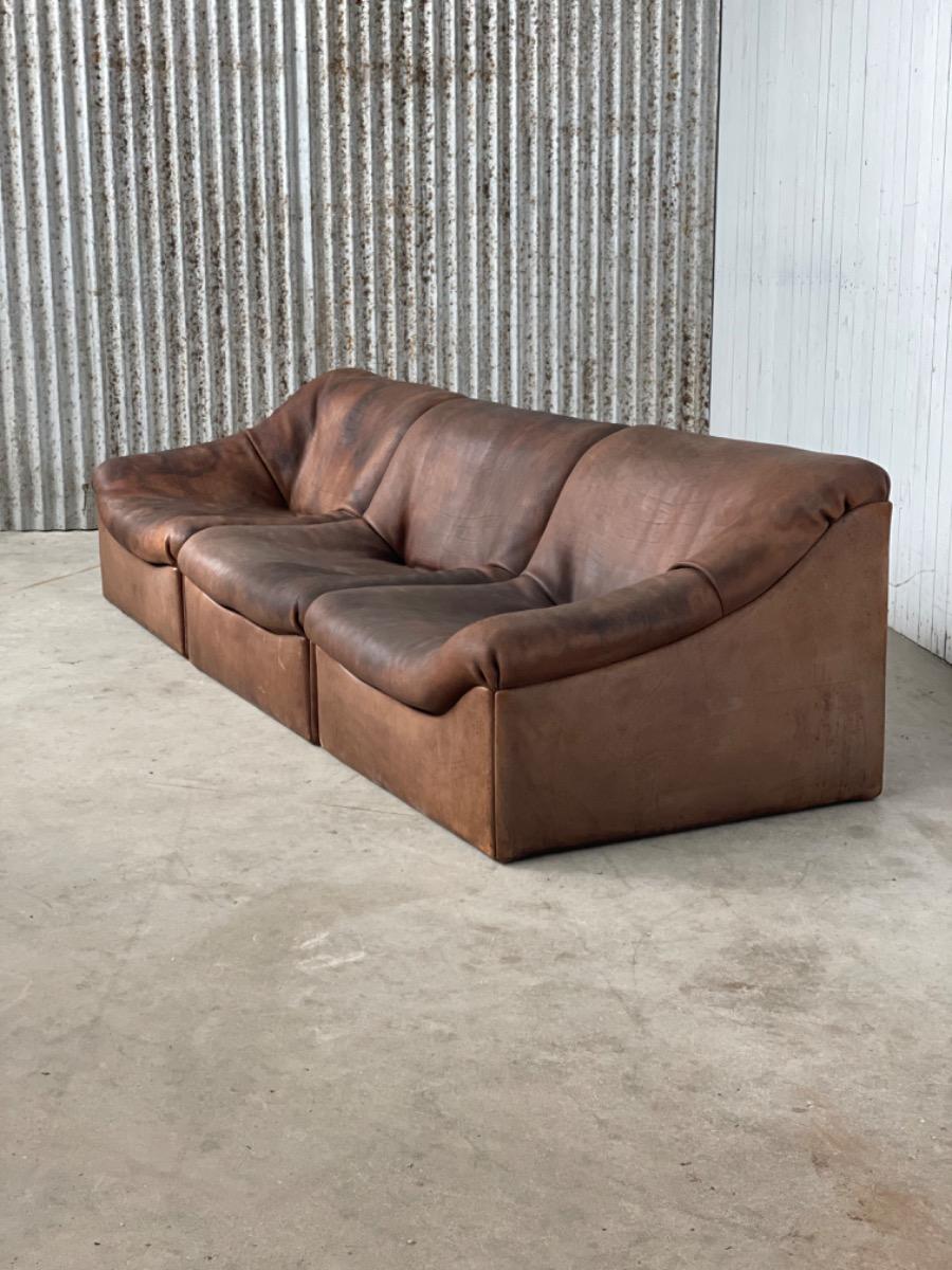 De Sede DS-46 sectional sofa dark brown buffalo leather Switzerland, 1970s