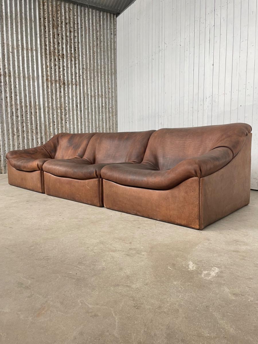 De Sede DS-46 sectional sofa dark brown buffalo leather Switzerland, 1970s