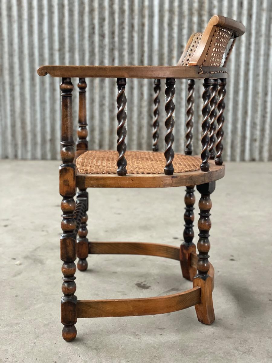 Edwardian Barley Twist chair wood and cane, England