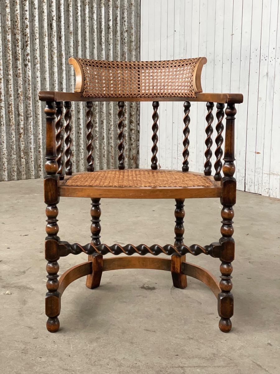 Edwardian Barley Twist chair wood and cane, England