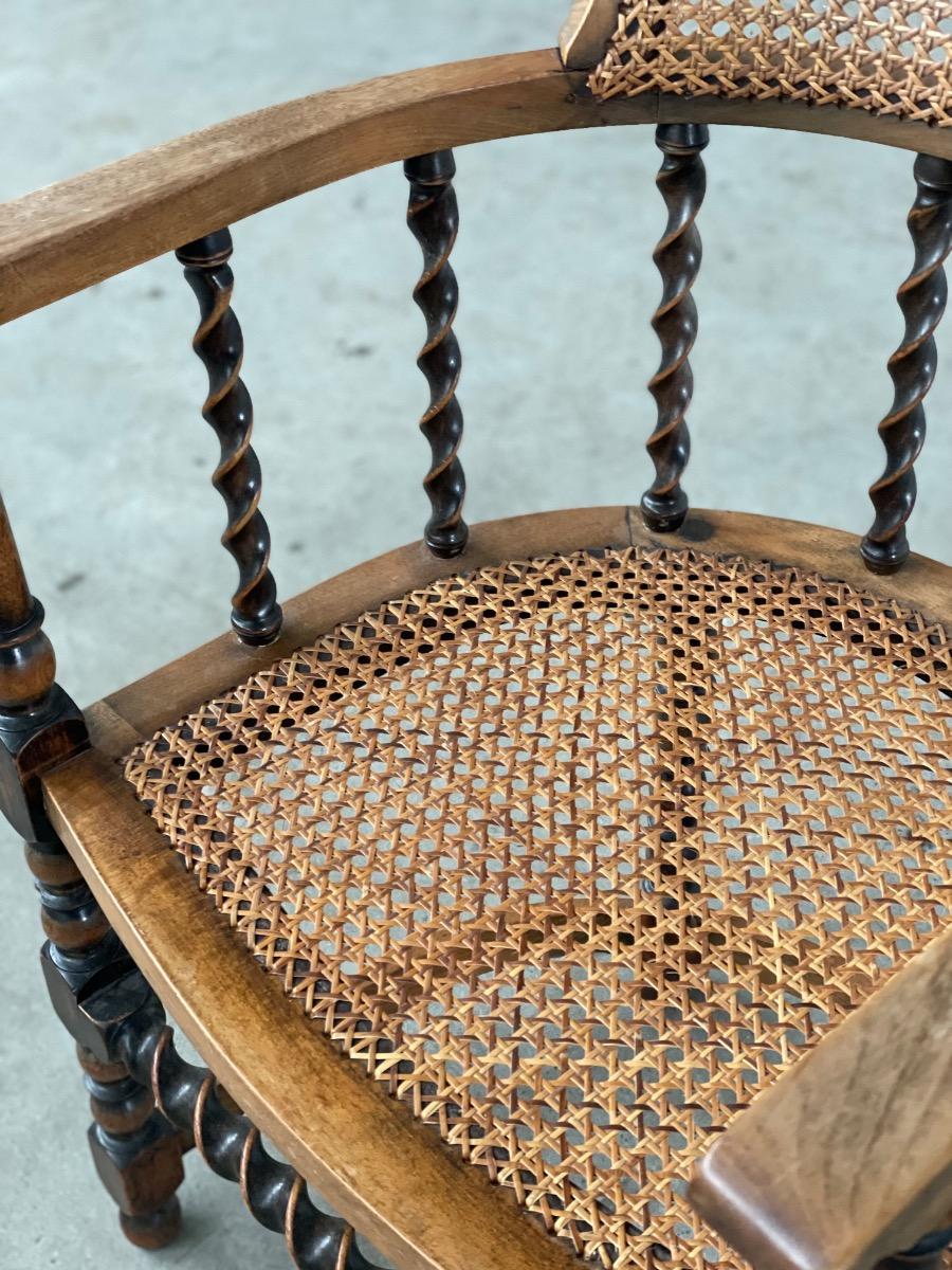 Edwardian Barley Twist chair wood and cane, England