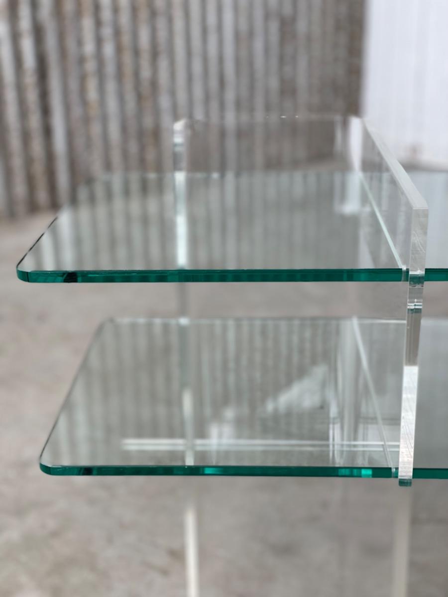 Lucite & Glass sidetable 1980s design 