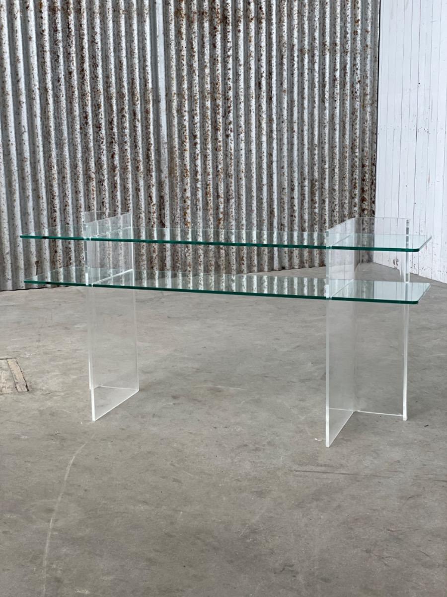 Lucite & Glass sidetable 1980s design 