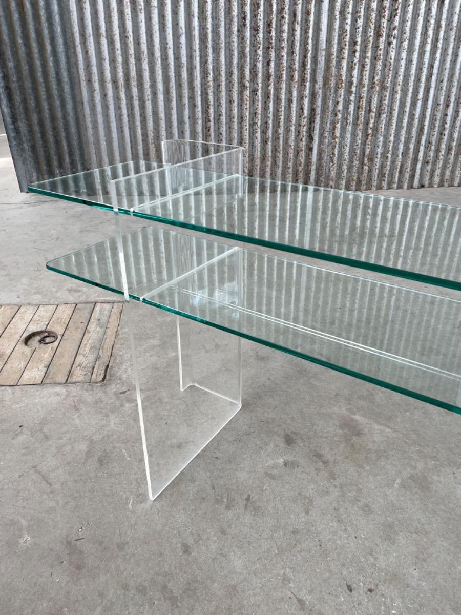 Lucite & Glass sidetable 1980s design 