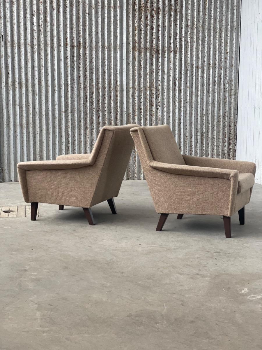 Pair vintage crème armchairs 1970s Netherlands