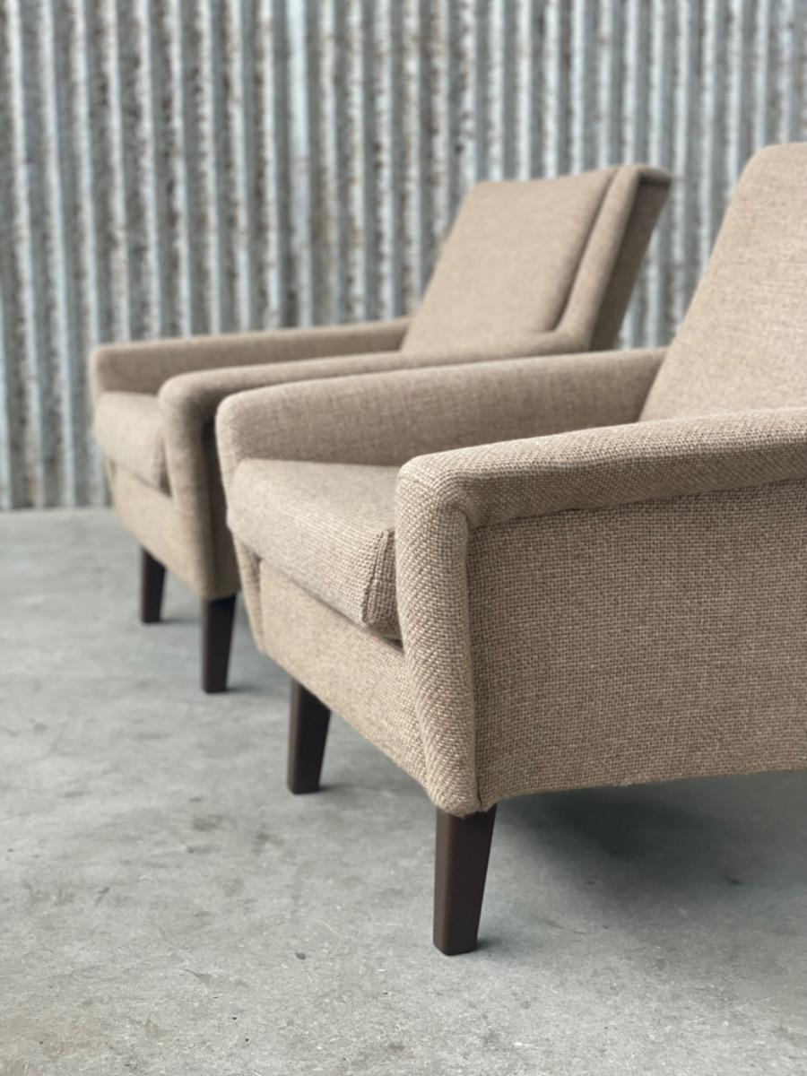 Pair vintage crème armchairs 1970s Netherlands