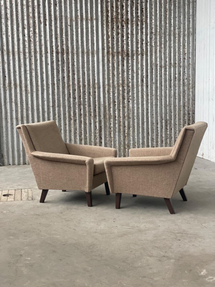 Pair vintage crème armchairs 1970s Netherlands