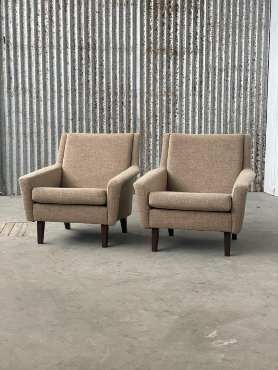 Pair vintage crème armchairs 1970s Netherlands