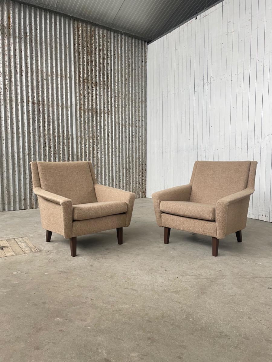 Pair vintage crème armchairs 1970s Netherlands