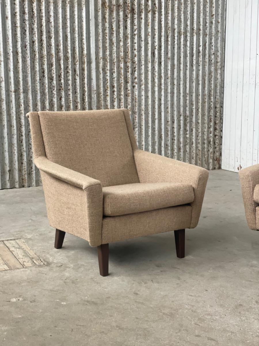 Pair vintage crème armchairs 1970s Netherlands