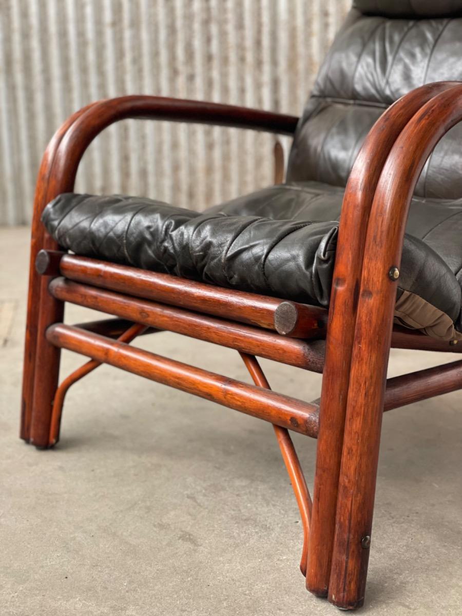 Rotan patchwork leather armchair 1960s Germany