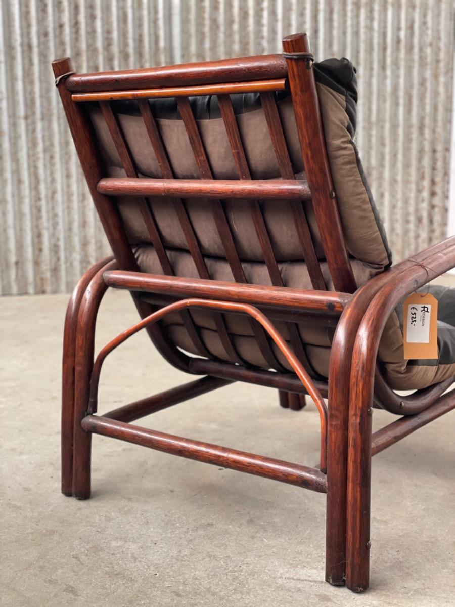 Rotan patchwork leather armchair 1960s Germany