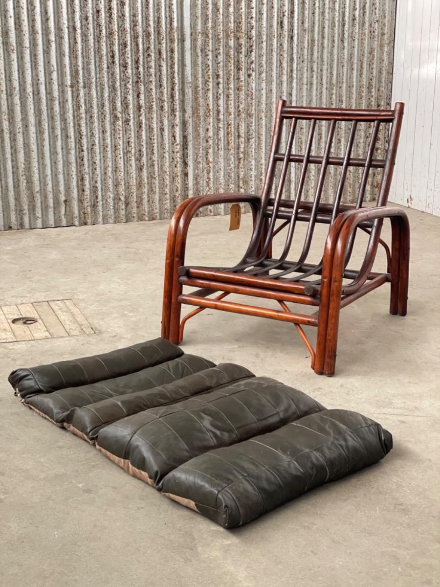 Rotan patchwork leather armchair 1960s Germany