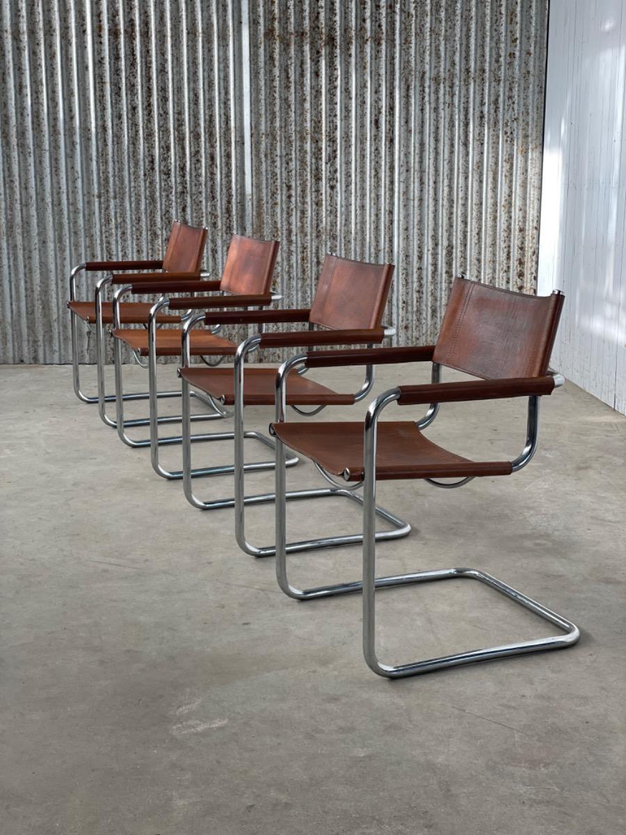 Set 4x Mart Stam S34 dining chairs - Linea Veam - Italy 1970s