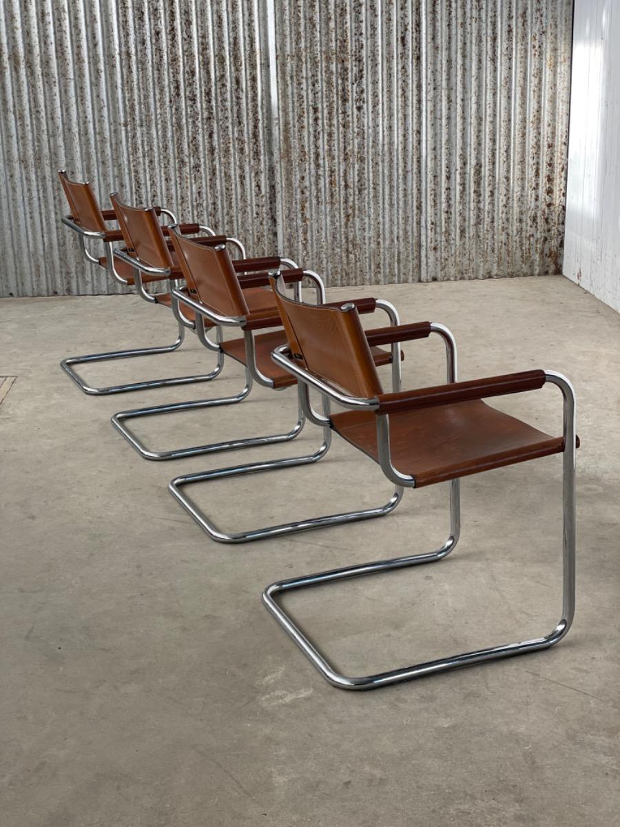 Set 4x Mart Stam S34 dining chairs - Linea Veam - Italy 1970s