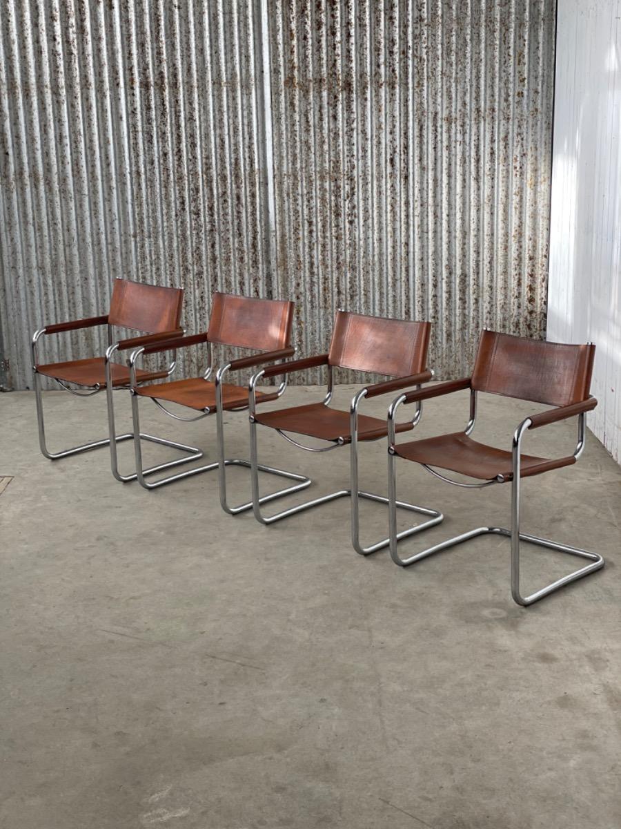 Set 4x Mart Stam S34 dining chairs - Linea Veam - Italy 1970s